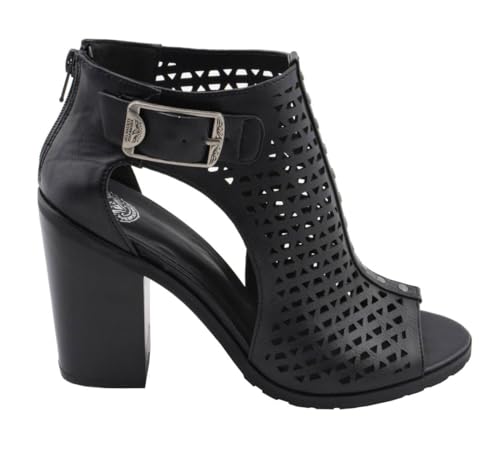 Milwaukee Leather MBL9453 Women's Black Mesh Open-Toe Platform Fashion Casual Heeled Sandals with Buckle Strap4