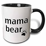 3dRose Mama Bear Two Tone Mug, 11 oz, Black/White