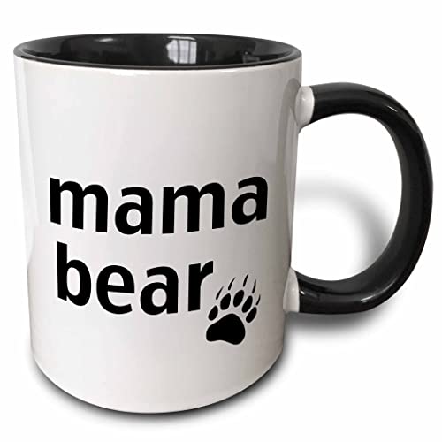 3dRose Mama Bear Two Tone Mug, 11 oz, Black/White