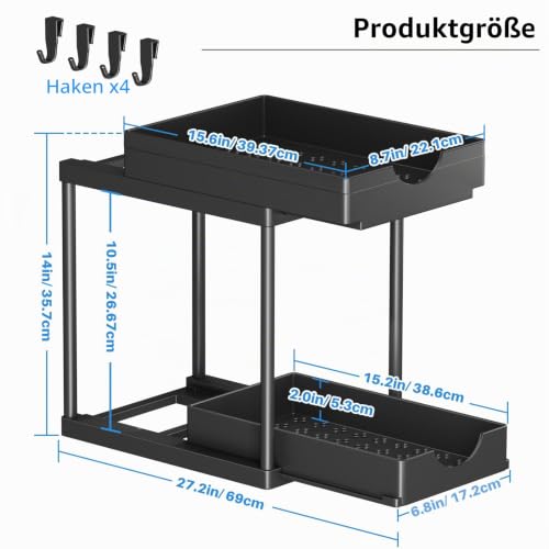 TidyTrove 2 Stück Küchen Organizer Unter Waschbecken Regal 22x 35,7X 39cm – Ansicht 2