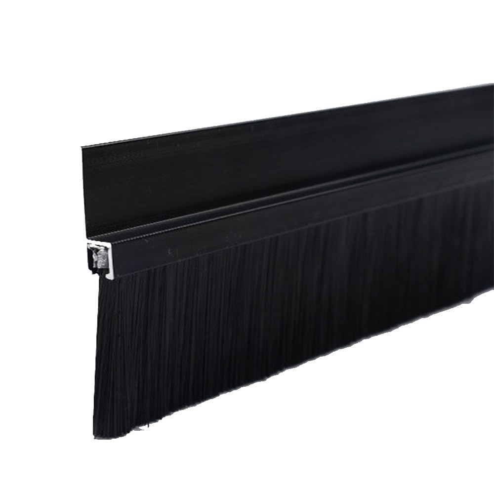 Aluminiowa szczotka do drzwi w kształcie litery H, uszczelka do drzwi zewnętrznych i wewnętrznych, 60 mm, czarna uszczelka dolna pod drzwi, ochrona przed przeciągiem i kurzem