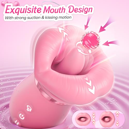 Image of Vibrator Adult Sex Toys for Women - Sovokn 5IN1 Mouth Sucking Vibrator Rose Sex Toy, 10 Tongue Licking, 3 Auto & 1 Manual Sucking Adult Toys New APP, Anal Clit Nipple Vibrators Female Couples Sex Toys
