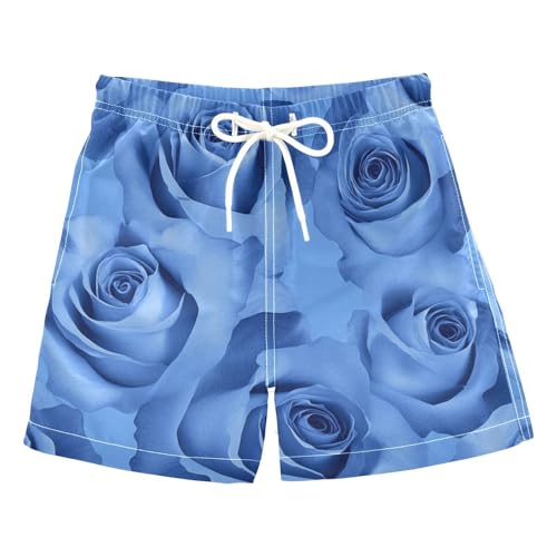 miaozhen Pantalones cortos de playa para niños, románticos, retro, rosas para San Valentín, playa, playa, Hawaii, vacaciones, jóvenes, secado rápido, Rosas retro románticas para San Valentín azul, 4