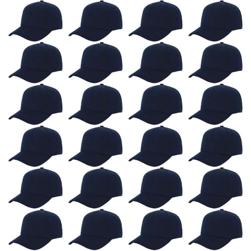 Image of ZH 24 PC Blank Baseball Caps Adjustable Back Strap Plain Baseball Cap for Trucker Men Women Wholesale Bulk Baseball Caps