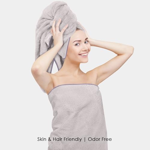 Image of HOUSSE Premium Microfiber Bath Towel Large 75 * 150cm Quick Dry Towels for Women & Kids | Super Soft Plush 450 GSM | Ultra Absorbent for Home Swimming Sports & Travel (Atmostphere)