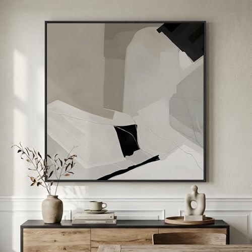 Framed Black White Abstract Canvas Art
