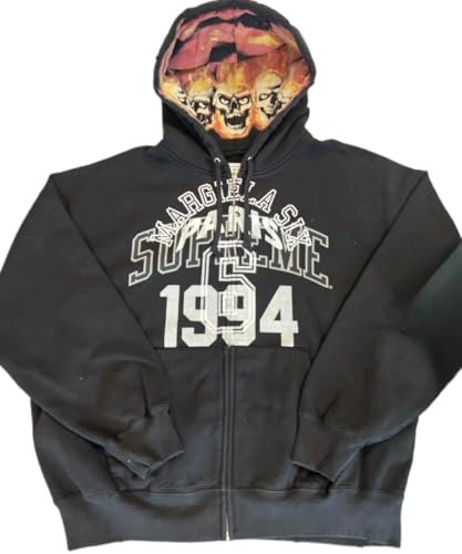 Men's Fashion Pattern Full Zipper Long Sleeve Hoodie with Pocket for Comfortable Fit (black,M) - Main Image