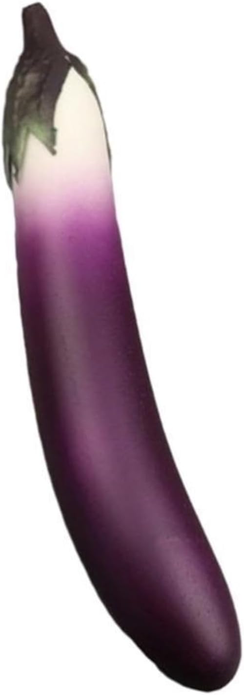 Realistic Simulation Vegetables Ornament Soft and Safe Rtificial Fake Aubergine Cucumber Ornament Replicas for Display(Eggplant)