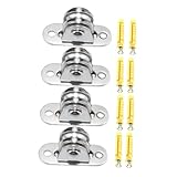 Beaupretty 4 Pieces Small Clothesline Pulley Block Set, Steel Single Bearing Ceiling Mount Wheels for Rope Handling and Lifting, Heavy Duty Fixed Pulley System for Industrial Use