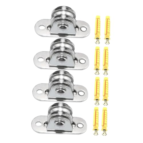Beaupretty 4 Pieces Small Clothesline Pulley Block Set, Steel Single Bearing Ceiling Mount Wheels for Rope Handling and Lifting, Heavy Duty Fixed Pulley System for Industrial Use