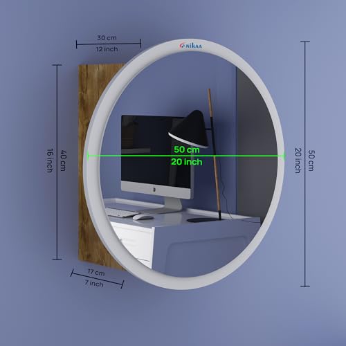 Image of Anikaa Eilish Mirror Cabinet | Wall-Mounted Round Mirror with Hidden Storage | Ideal for Bedroom, Bathroom & Entryway | GiantWood /White(20x20x17 Inches)