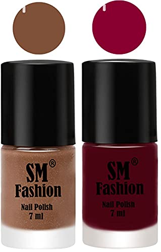 Image of Long Lasting Nail Polish | Nail Paint Combo 7 ml Each) - Set of 2 Tan-Boysenberry