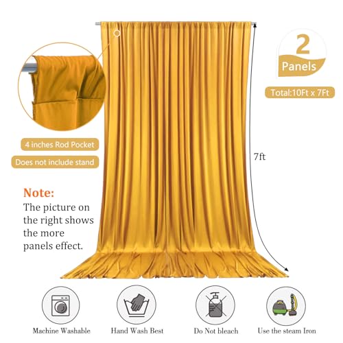 Image of 10 x 7 Feet Gold Backdrop Curtain for Partie, Background Curtains for Photoshoot, Birthday, Wedding, Halloween, Thanksgiving, Christmas, New Year Party Decoration 5Ft x 7Ft, 2 Panels