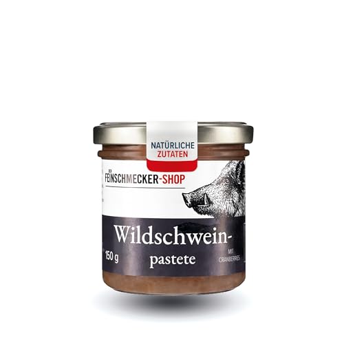 Der Feinschmecker Wildschweinpastete Cranberrys 150g I Hochwertiges Wildschweinfleisch I Mit Madeira & Sahne verfeinert