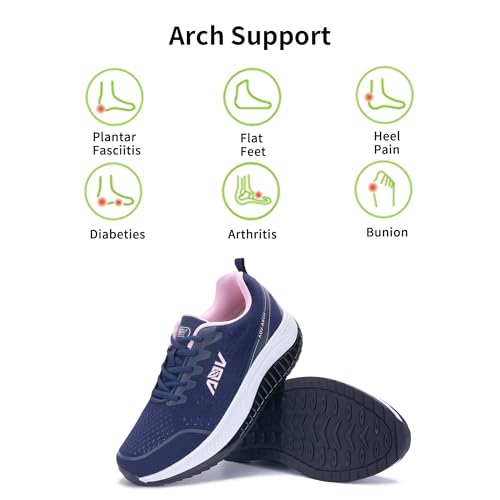 Image of MAFEKE Womens Wide Toe Box Walking Shoes Arch Support Orthotic Sneakers Wide Width Tennis Shoes for Plantar Fasciitis Bunions US 6.5-11