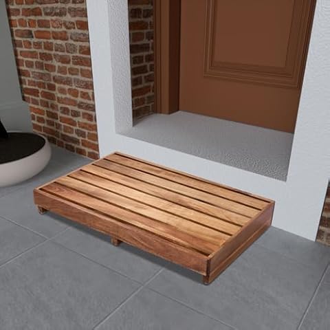 Wooden Step Platform 3.8" Height, Outdoor Steps with Non-Skip Pads for Seniors, Acacia Wood Step Stools for Adults, Stool for Bed, Bathroom, Kitchen, Garden, Stair Assist (No Assembly Required) Cover