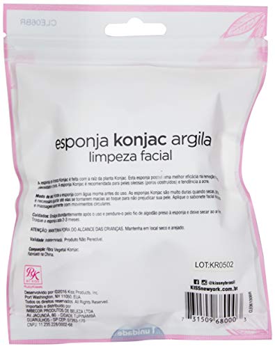 Esponja Konjac Argila Limpeza Facial, Rk By Kiss