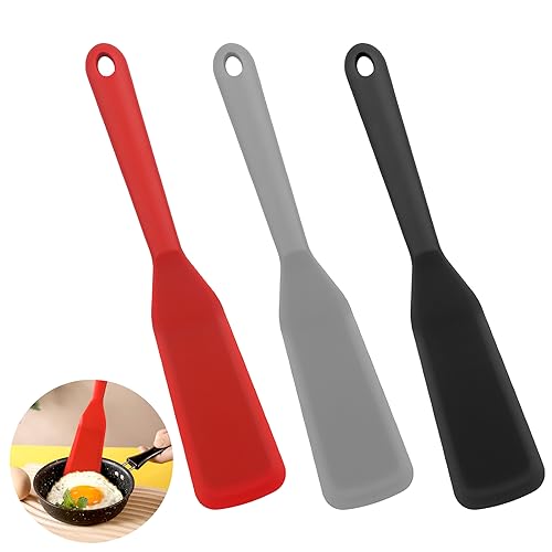 3 Stück Pfannenwender Silikon, Hitzebeständig Spatula, Multifunctional Double-Sided Frying -Ideal Pfannkuchen, Ei,Pizza,Steak Pfannenwender -BPA-frei Pfannkuchenwender Spachtel (3 Stück)