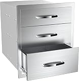 outdoor kitchen drawers bbq drawers for outdoor grill station 14 w x 21 h x 23 d stainless steel built in cabinet with handle weatherproof and durable storage for bbq accessories and trash