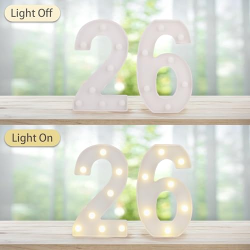 Image of LED Light Up Numbers, Marquee Number Sign for 26th Birthday Decor(26) | Battery Powered LED Lighted Numbers, Marquee Light Up Sign for Birthday Party Centerpieces Home Wall Decor Night Light