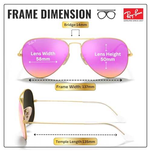 Image of Ray-Ban RB3025 AVIATOR FLASH LENSES Pilot Shaped Sunglasses for Men & Women with Official RAYBAN Eyewear Kit