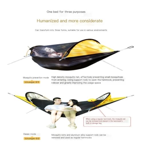 Hammock Outdoor Double Aluminum Pole Anti-mosquito Anti-rollover Extra-wide Hammock Outdoor Swing Single Three-person Camping Hammock Lightweight(A) - Image 6