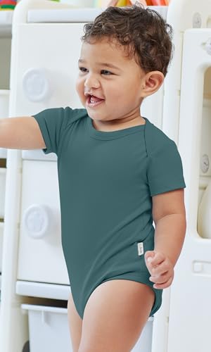 Image of KOH KOH Kids Short Sleeve Cotton Solid Lap Shoulder Baby Bodysuit