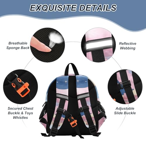 Kid's Backpack for Boys & Girls Toddler Bag Pink Whale Backpack with Safety Leash3