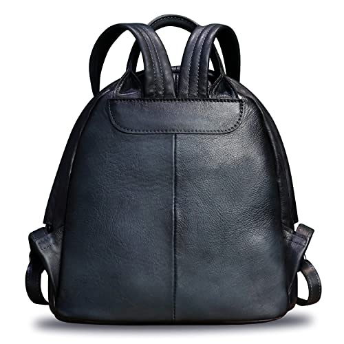 Image of Genuine Leather Backpack Purse for Women Retro Handmade Small Casual Rucksack Satchel Back Bags Knapsack (Darkgrey)