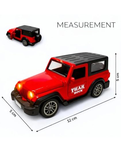 Image of Mahindra Thar 4x4 Toy Car 1:32 Die Cast Metal SUV Model Pull Back Vehicle with Opening Doors Rubber Tyres for Kids Gift Collectors (Red)