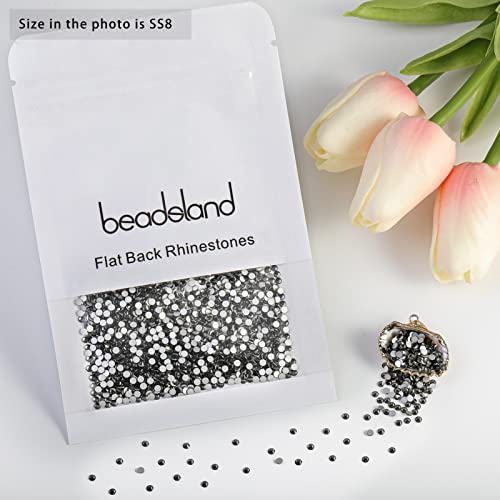 Image of Beadsland 2880pcs Flat Back Crystal Rhinestones Round Gems for Nail Art and Craft Glue Fix,Black Diamond,SS8,2.3-2.5mm | Flatback Glass Gems, 2.3-2.5mm, for Nail Art Craft, Glue Fix