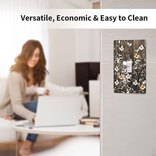 Rustic Vintage Floral Light Switch Cover Wall Plate Decorative 1 Gang Single Toggle Switchplate Modern Farmhouse Faceplate For Kitchen Home Room Decor 2.7 X 4.5 #TOP5