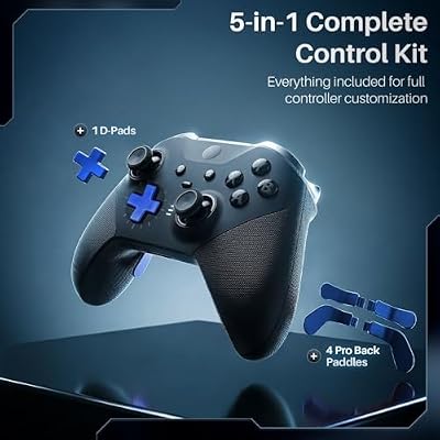 TNP for Elite Controller Paddles Compatible with Xbox Elite Series 1, 2 & Core Controller - 5 in 1 Accessories Replacement Metal Stainless Steel Paddles Trigger & D-Pad Parts, Blue