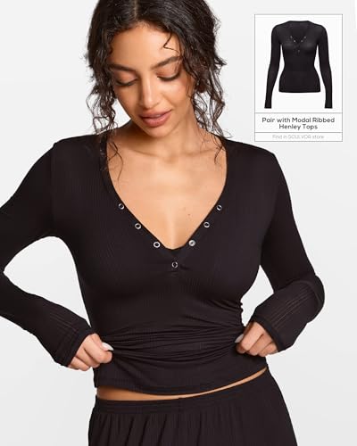 Image of Natrelax Modal Ribbed V Neck Bralette | Semi Sheer Fabric, Wireless Unlined, Double Layers, Adjustable Straps, No Underwire, Comfort Soft, Bras for Women