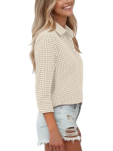 Image of Soft Wrinkle-Free Button Down Stretch Shirts for Women, Breathable Moisture-Wicking Casual Work Dress Tops