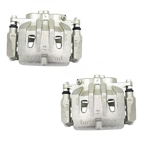 Image of TRQ Front Brake Caliper Set Zinc Coated Brackets Hardware Compatible with 2010-2015 Lexus RX350 2015 RX450h 2010-2019 Toyota Highlander 2011-2020 Sienna