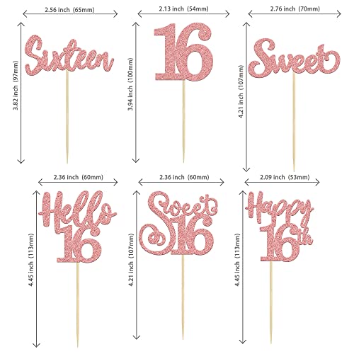 36Pcs 16Th Birthday Cupcake Toppers Sweet 16 Cupcake Picks Hello 16 Happy 16Th Sixteen Cupcake Picks 16Th Birthday Party Cake Decorations Supplies Rose Gold #TOP1