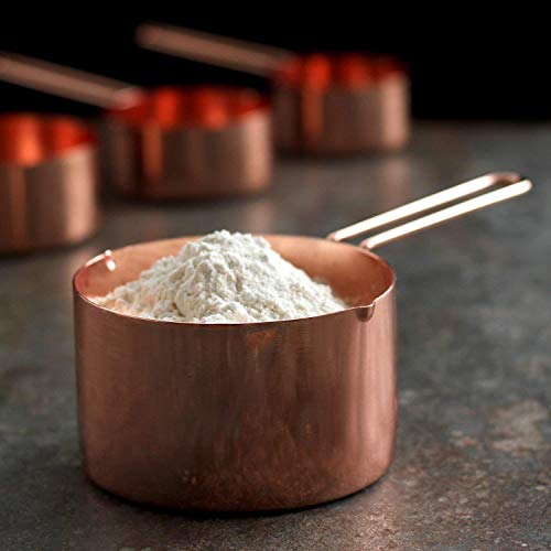 Copper Stainless Steel Measuring Cups And Spoons Set Of 8 Engraved Measurements, Pouring Spouts & Mirror Polished For Baking And Cooking Include Magnetic Measurement Conversion Chart By Kaishane #TOP5