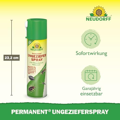 Foto von Neudorff Permanent UngezieferSpray – Zur zuverlässigen Bekämpfung von kriechenden und fliegenden Insekten in allen Wohnräumen mit Sofortwirkung, 500 ml