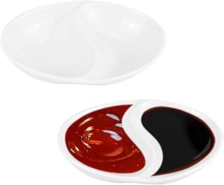 2-Pack 4 Inch Oval White Ceramic Serving Platters – Divided Appetizer Serving Trays