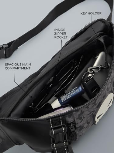 Image of The Souled Store Marvel Punisher Utility Gear Fanny Pack Crossbody Sling Bag 4L Spacious Durable PU with Adjustable Strap Travel Daily Use Waist Bag for Men and Women