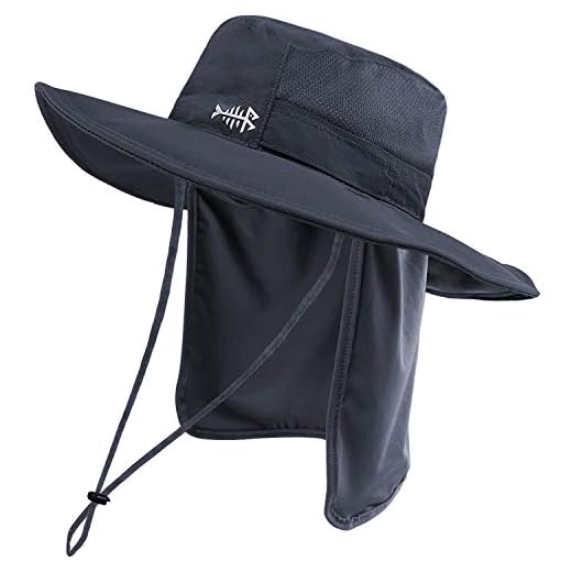 Bassdash UPF 50+ Sun Fishing Hat Water Resistant with Detachable Neck Flap Dark Grey