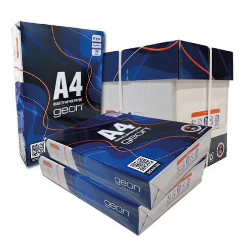 Folios A4 de 80gr - Papel Multiusos Blanco para Fotocopiadora e Impresora Multifunción - Caja de 5 paquetes 2500 Hojas Blancas - A4 -Material Escolar y de Oficina