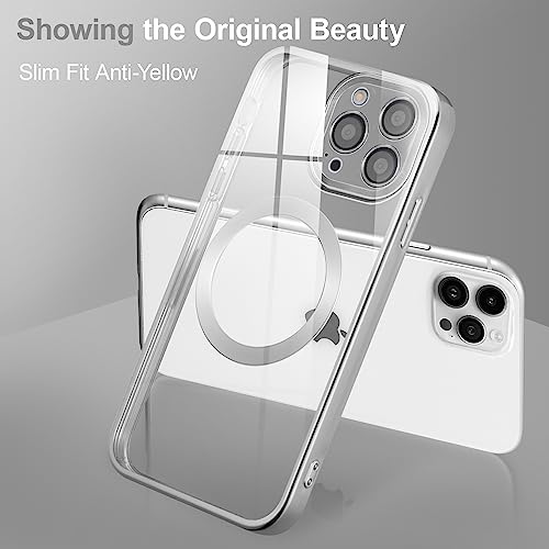 Coque iPhone 15 Pro Max transparente et magnétique QLTYPRI en silicone argent - 4