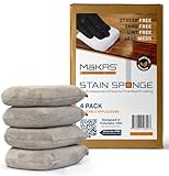 MāKRS Stain Sponge, 4-Pack Staining Pads, Lint, Snag and Streak-Free Applicator Sponges, Micro-Brush Material Over Foam Core, for Wood Stains and All Finishes, Easy to Use with Consistent Application