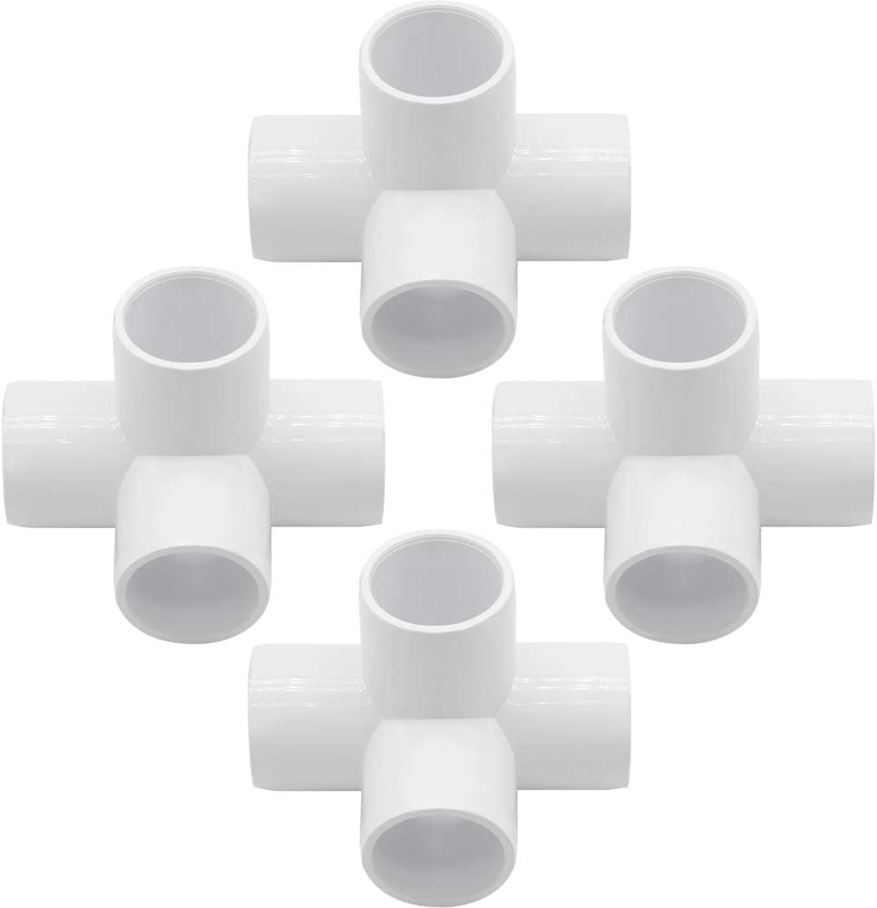 YSIL 1-1/2” PVC Fittings 4 Way Elbow Furniture Grade Sch40 10 Pack | pvc connector ID 1.900” for all diy structure and frames, pipe tee corner fitting fits sch 40 pvc pipes