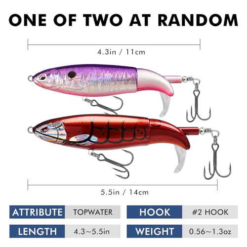 TRUSCEND Top Water Fishing Lures with BKK Hooks, Whopper Fishing Lures for Freshwater or Saltwater, Floating Lure for Bass Catfish Pike, Fishing Wobble Surface Bass Bait Teasers Fishing Gifts for Men