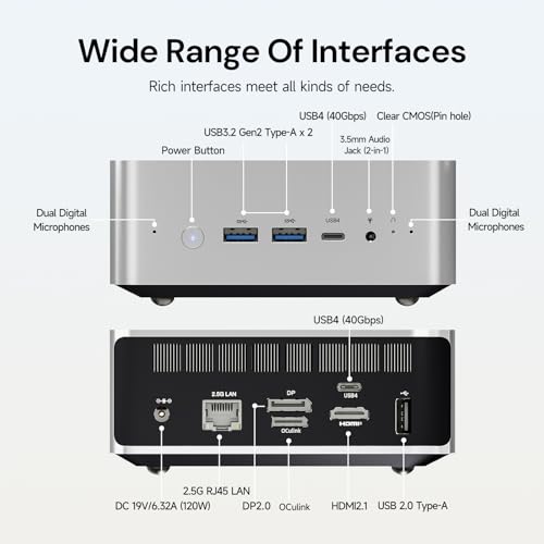 Image of Reatan X8 Mini PC with AMD Ryzen AI 9 HX470 (Beats HX370), 48GB DDR5 5600MHz, 2TB PICE4.0 SSD, OcuLink Mini Gaming PC, USB4, 8K Quad Display, 2.5G LAN, Wi-Fi 7, 86TOPS AI Workstation, Silver 2