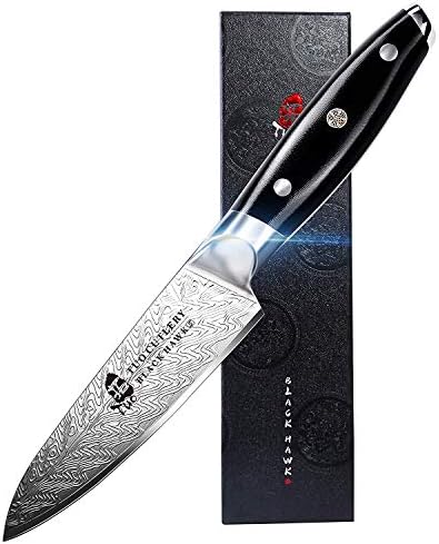 TUO Black Hawk-S Chef Knife - Professional Chef Knife, 8 inch High Carbon Stainless Steel Kitchen Knife with G10 Full Tang Handle, Plus Microfiber Cloth - Value Bundle