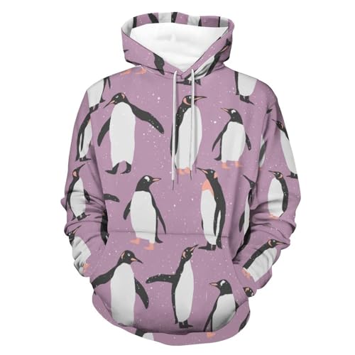 Sweat à capuche pingouins UMENG pull chaud et coupe-vent pour homme et femme taille S